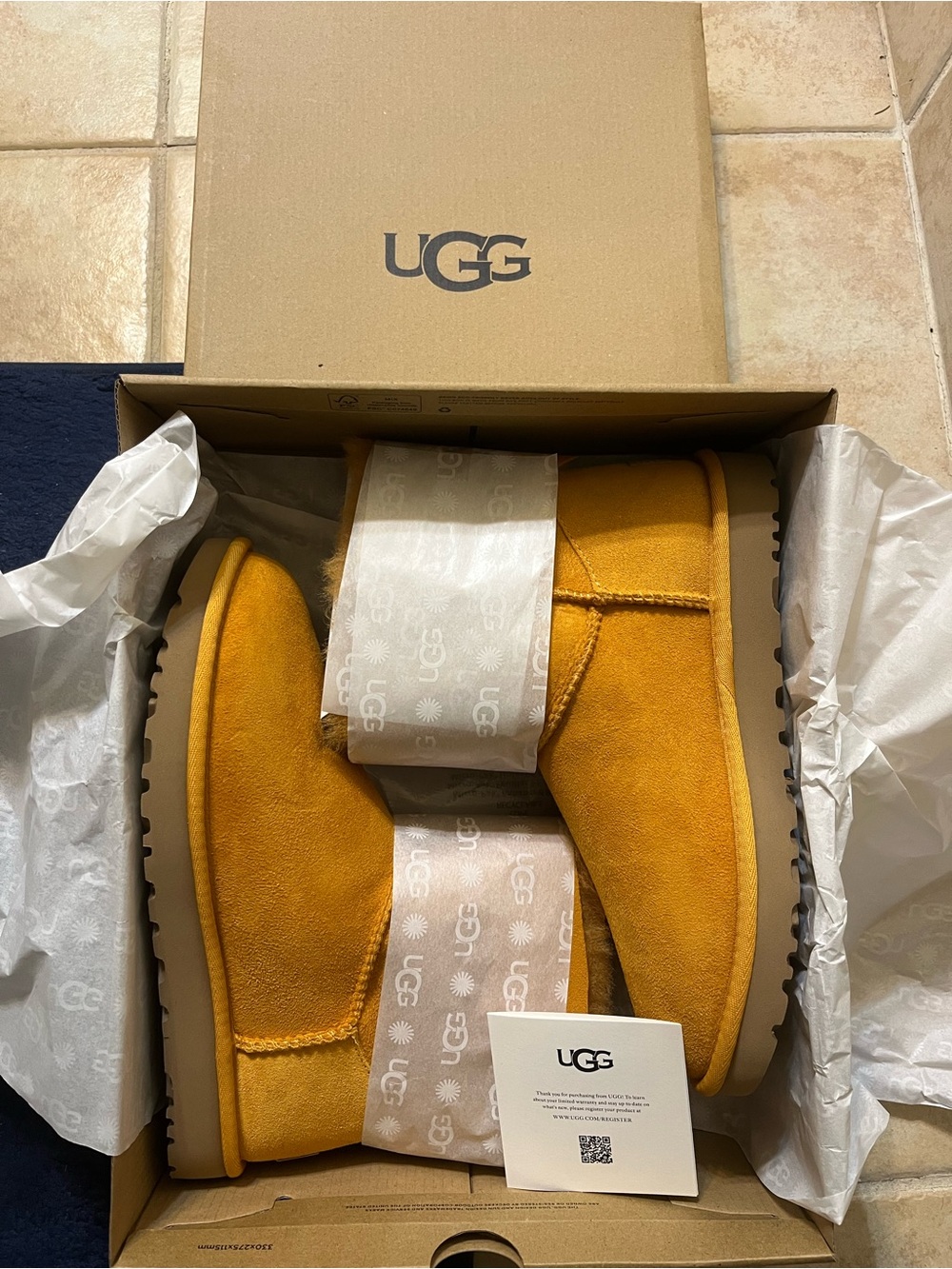UGG Women's Short Suede Boots in Mustard